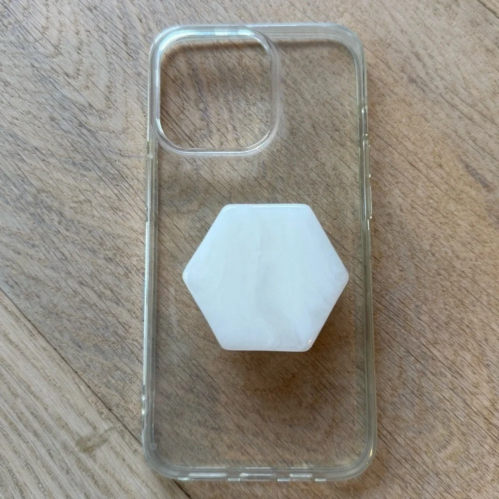❤️Ellie Rose - Clear Holographic iPhone 13 Pro Phone Holder Case - OS